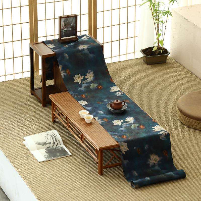 03席0-香8云纱长条0茶双面防水国风轻奢干ZYZ泡新中式禅意桌布