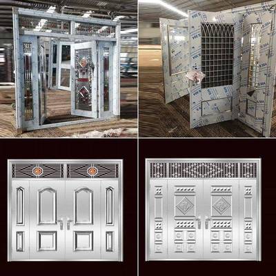 304不钢门锈子母双开四开农村自建房大门门474进户单门阳台入户门