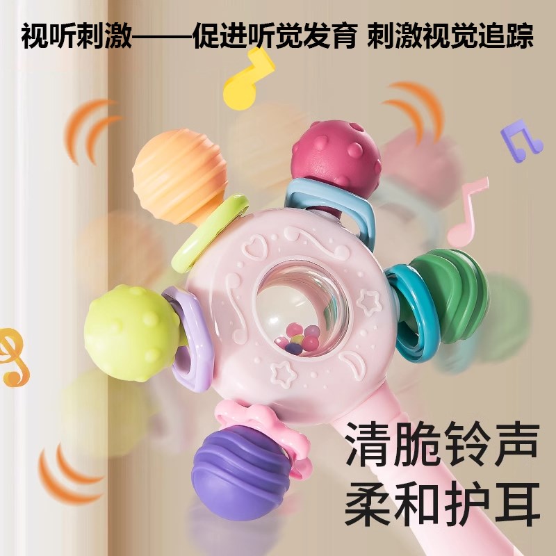 澳洲婴儿牙胶手摇铃0-12月新生儿抓握训练防吞咽可水煮消毒可啃咬
