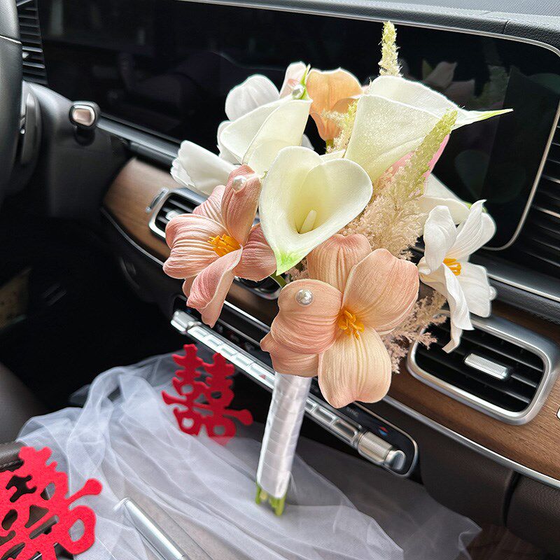 闺蜜结婚礼物手工法式订婚婚礼头纱领证手捧花仿真花高级新娘diy