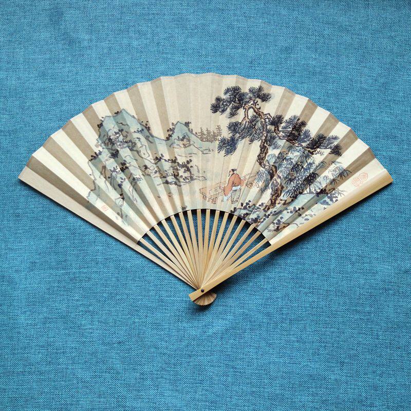 手绘宣纸折扇梅兰竹菊山水国画扇面9.5寸苏工玉竹中国风礼品扇子