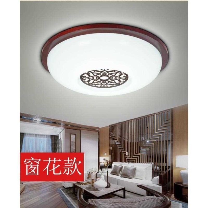中式吸顶灯圆形LED实木艺客厅灯卧室过道灯玄关门厅中国风灯具led