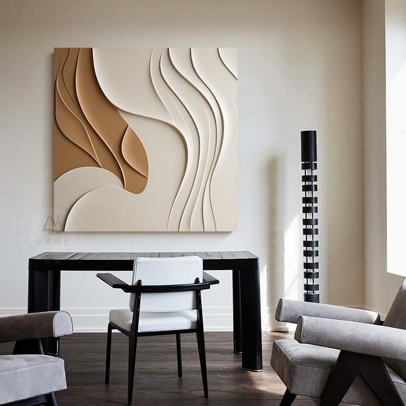 LM,ART手工客厅挂画抽象实物画立体浮雕餐厅高档入户玄关装饰画