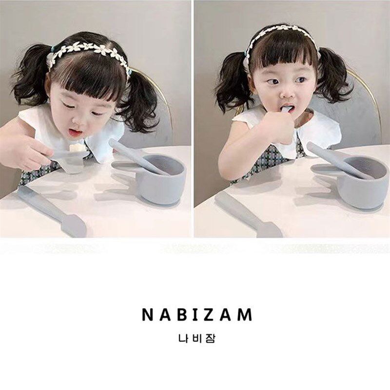 韩国乐比赞宝宝婴儿辅食专用碗勺子餐具垫子套装硅胶儿童防摔碗