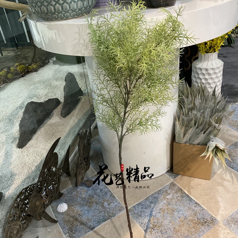 高枝水草珊瑚枝绿植盆栽盆景假花仿真草天门冬造景花艺样板房