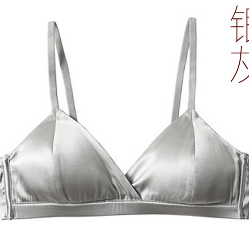 健康超薄款无海绵无钢圈带插片天然真丝胸罩桑蚕丝法式文胸内衣