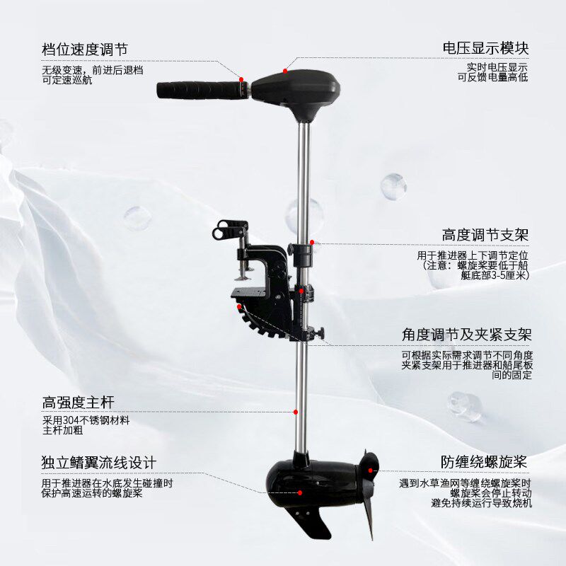 圣来汐海胜电动推进器船用无刷电推剪船外机12V24V塑料船橡皮艇渔
