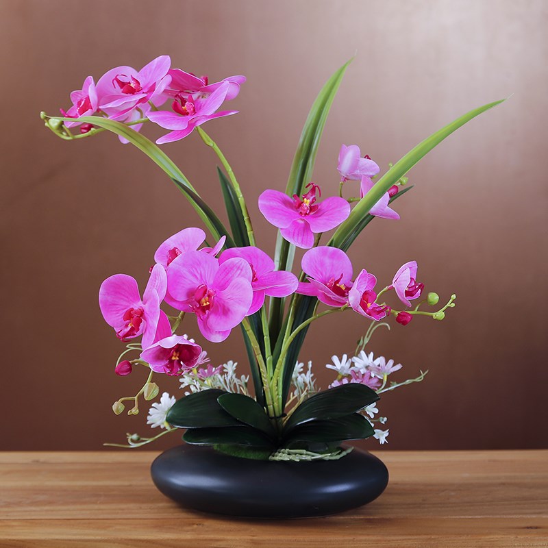蝴蝶兰仿真花高级感逼真轻奢风客厅桌面摆件公司前台装饰假花花艺