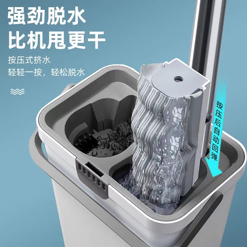 海绵拖把家用一拖净免手洗吸水2024新款挤水懒人胶棉头地拖布带桶