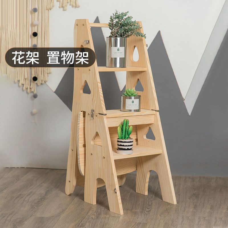 新疆包邮实木松木梯子家用折叠梯椅凳子两用椅子登高踏板多功能人