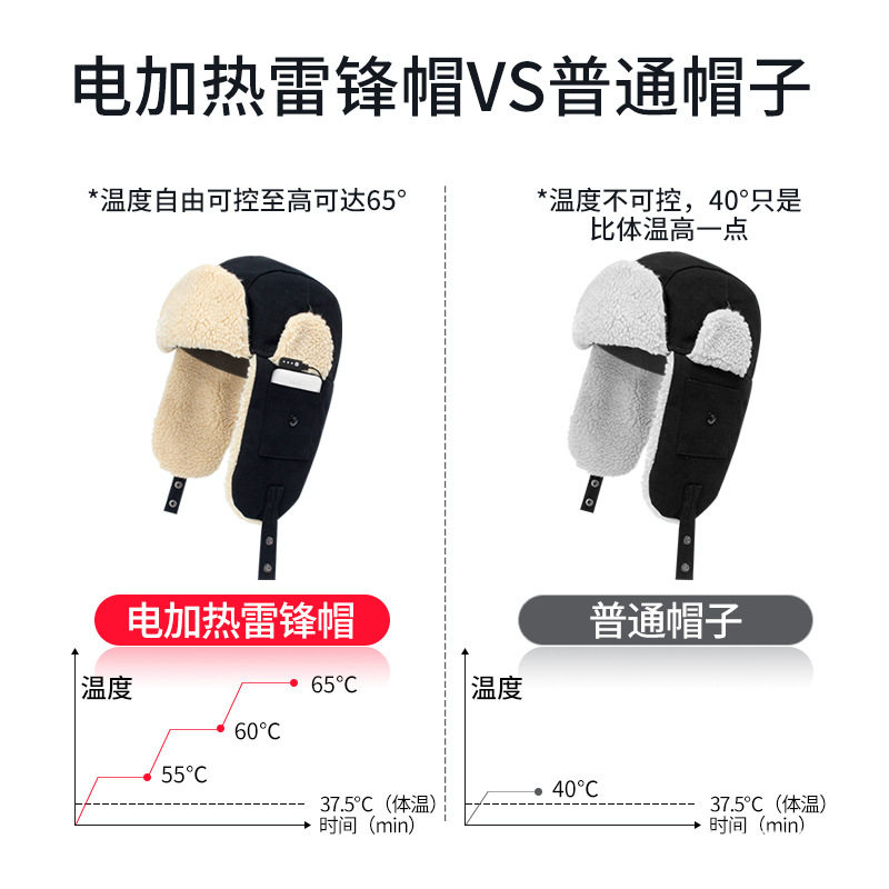 秋冬季保暖智能发热帽USB电热帽远红外理疗加热帽户外防寒充电帽