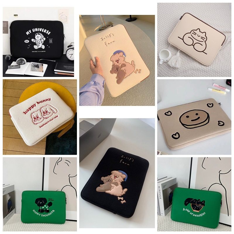 日韩电脑内胆包可爱卡通刺绣笔记本小众保护套适用于14寸收纳包13.3高颜值小众日常休闲便携防震防摔防撞包