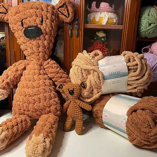 憨豆先生的小熊编织diy材料包粗毛线手工钩针小熊泰迪玩偶送女友