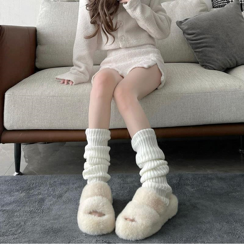 Lolita针织堆堆袜套日系加长jk小腿袜修饰腿型袜子腿套显瘦遮腿型
