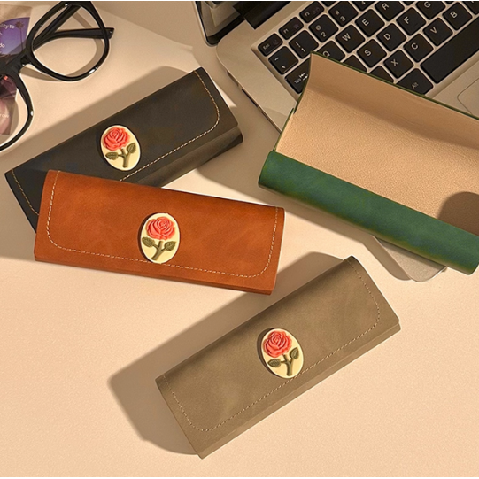 文艺轻奢复古玫瑰眼镜盒防摔抗压磁吸便携墨镜太阳镜近视眼镜盒子