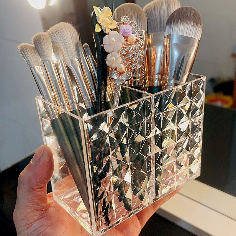 化妆刷筒简约高档卧室桌面透明收纳桶女生宿舍笔刷化妆品整理笔筒