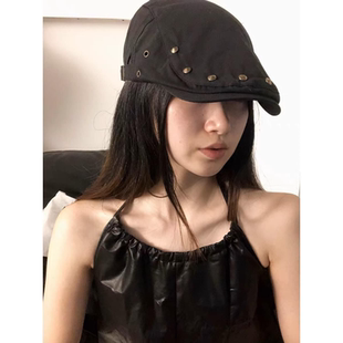 夏款 韩系复古铆钉报童帽子前进新款 休闲贝雷帽遮阳防晒鸭舌帽春秋