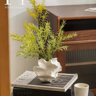高颜值侘寂风现代陶瓷花瓶摆件客厅插花电视玄关柜民宿小众软装 饰