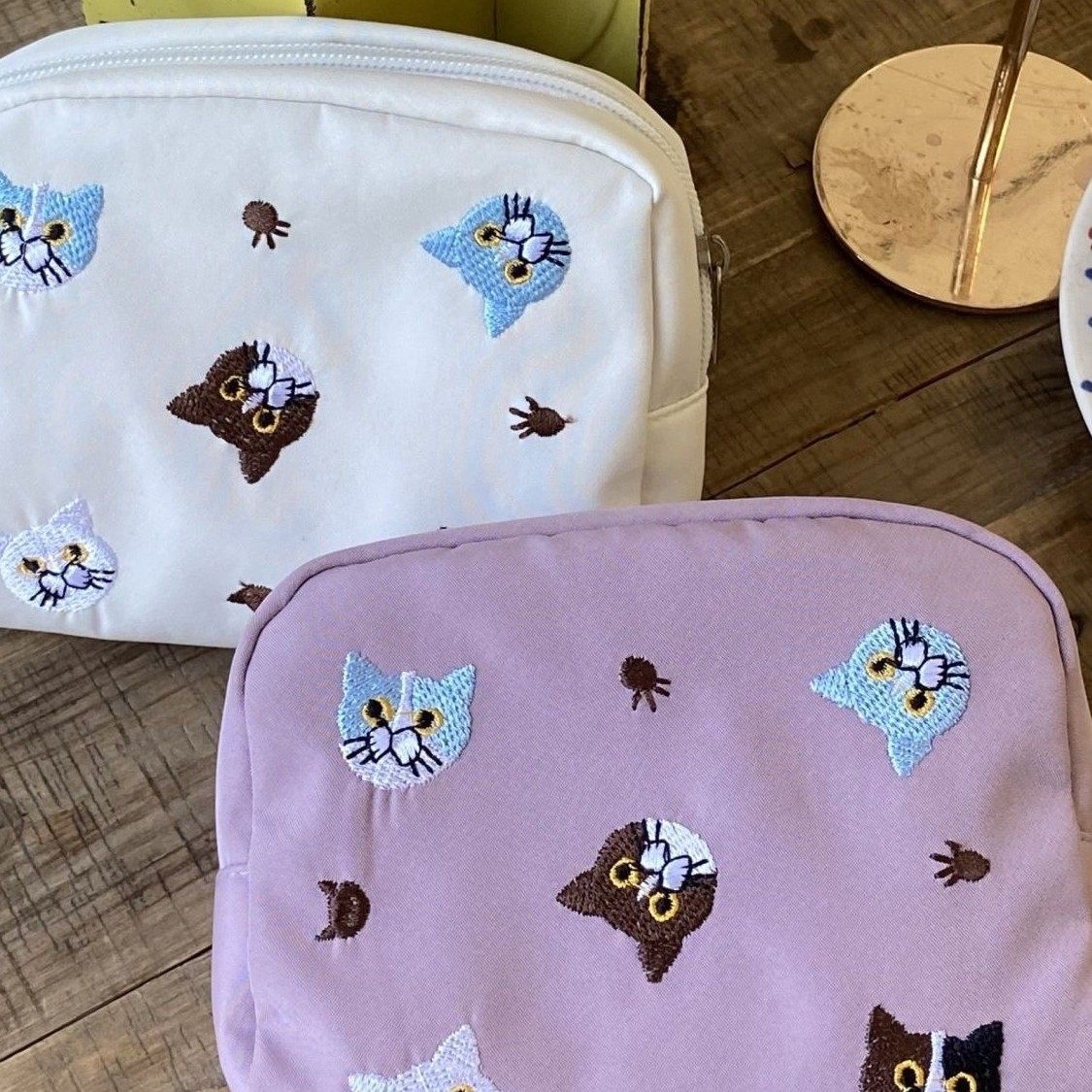 新款可爱刺绣猫咪化妆包式口红气垫姨妈巾精致收纳包大容量杂物包,收纳整理,口红收纳包/盒/袋,淘宝优惠券,粉丝福利购,淘宝优惠卷