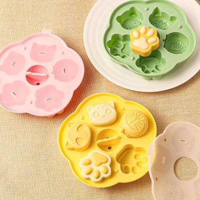 宝宝辅食蒸糕模具婴儿食品级硅胶可蒸耐高温家用卡通米糕工具磨具