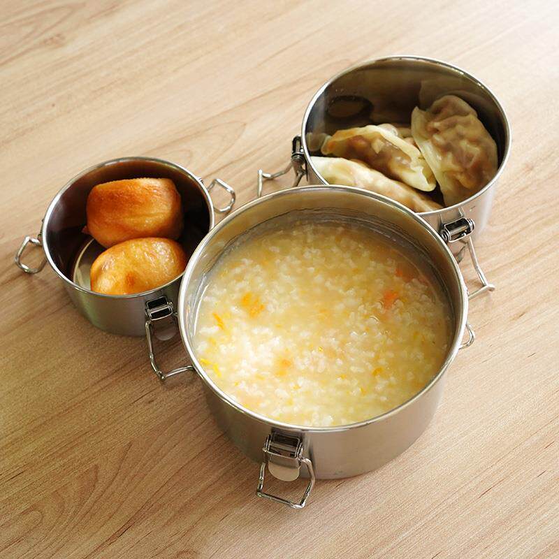 304不锈钢圆形密封便当盒饭盒食品级便携水果盒保鲜盒