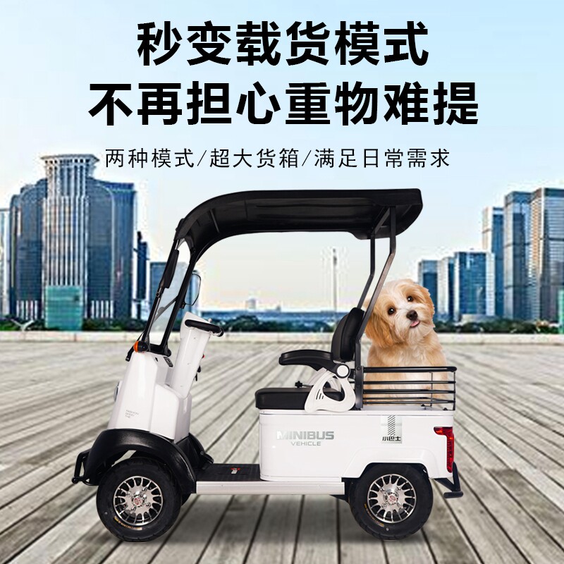 小巴士老年代步车老人电动四轮助力观光车X2双人家用接小孩电瓶车