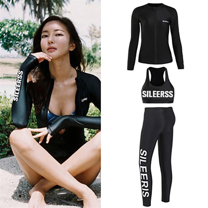 韩国潜水服女分体拉链水母服防晒长袖泳衣浮潜男冲浪温泉上衣外套