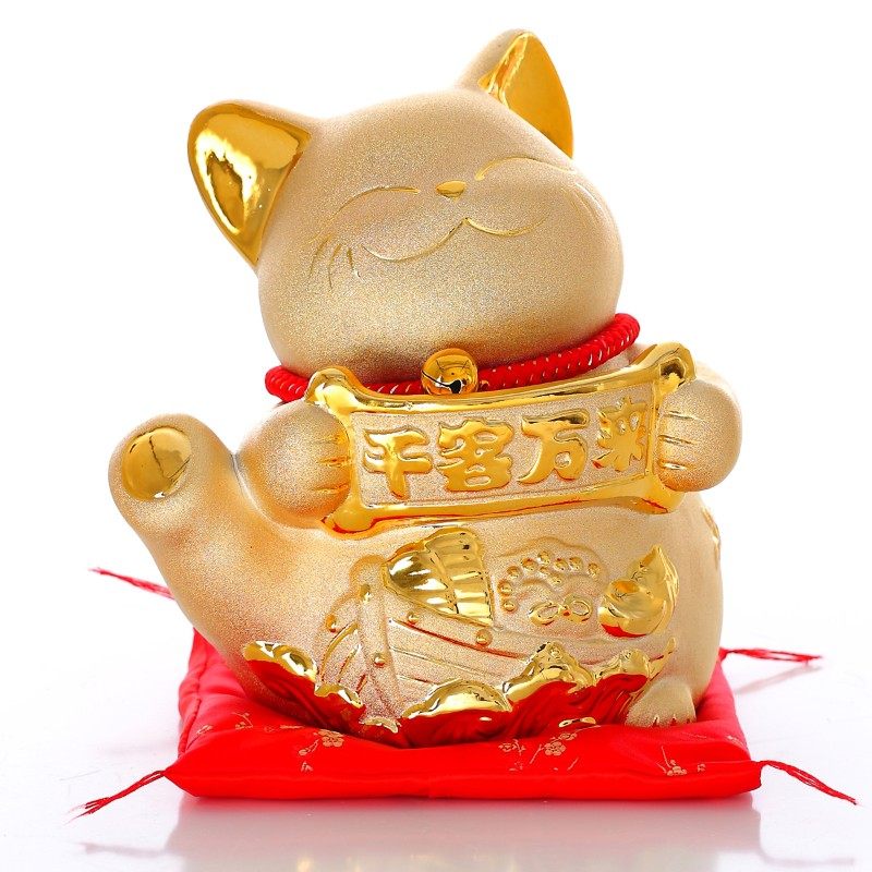金色招财猫摆件开业大号陶瓷储蓄罐前台客厅玄关电动摇手发财猫