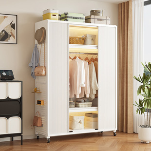货架衣柜家用卧室出租房开放式挂衣架落地多层蜂窝门防尘储物柜子