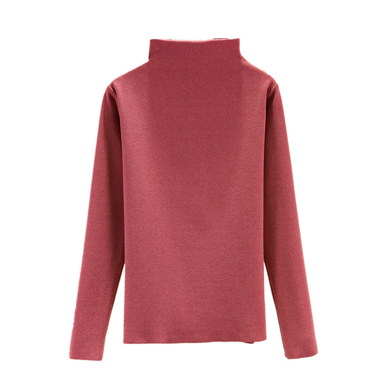 德绒双面绒打底衫女秋冬半高领内搭保暖T恤长袖修身加绒加厚上衣