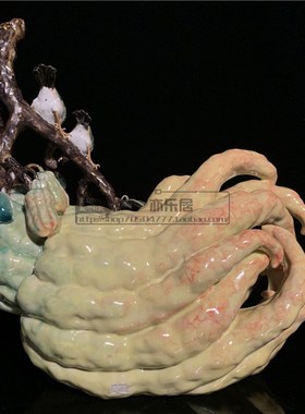 石湾公仔陶瓷佛手瓜摆件玄关客厅电视柜家居装饰品乔迁新居送礼品