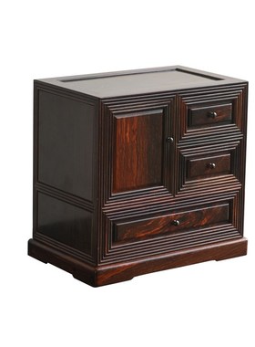 大红酸枝一门三抽线条款收纳盒家用实木珠宝箱中式家居客厅置物柜