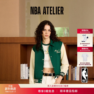 森林狼队宽松经典 ATELIER秋季 复古棒球夹克外套女上衣 NBA 25新款