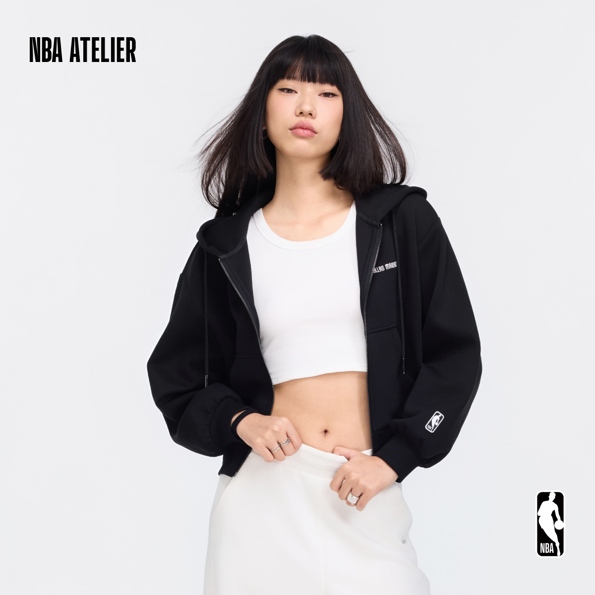 【马年系列】NBA ATELIER独行侠队阔版短款卫衣女时尚休闲连帽衫