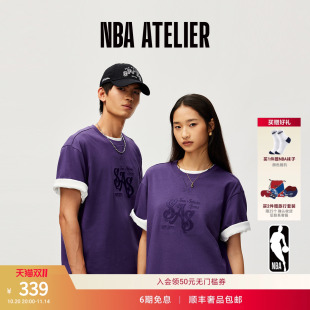 新款 短袖 NBA 复古宽松紫色t恤情侣款 上衣 ATELIER马刺队美式 25秋季