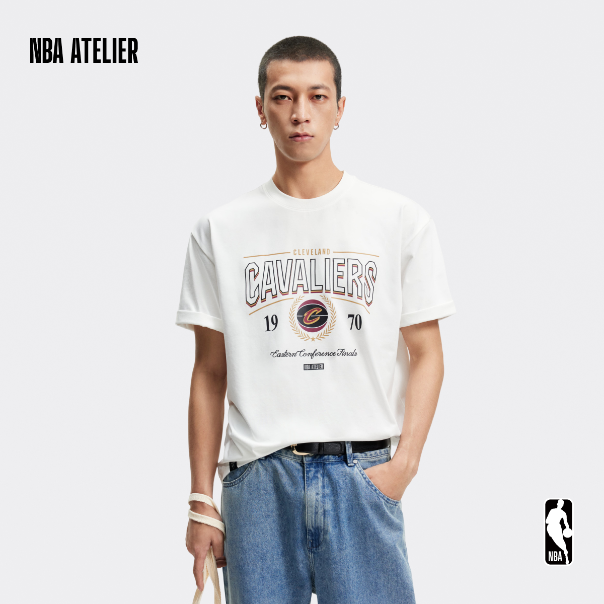 NBA ATELIER季后总决赛骑士队落肩抑菌凉感遮热短袖休闲百搭T恤