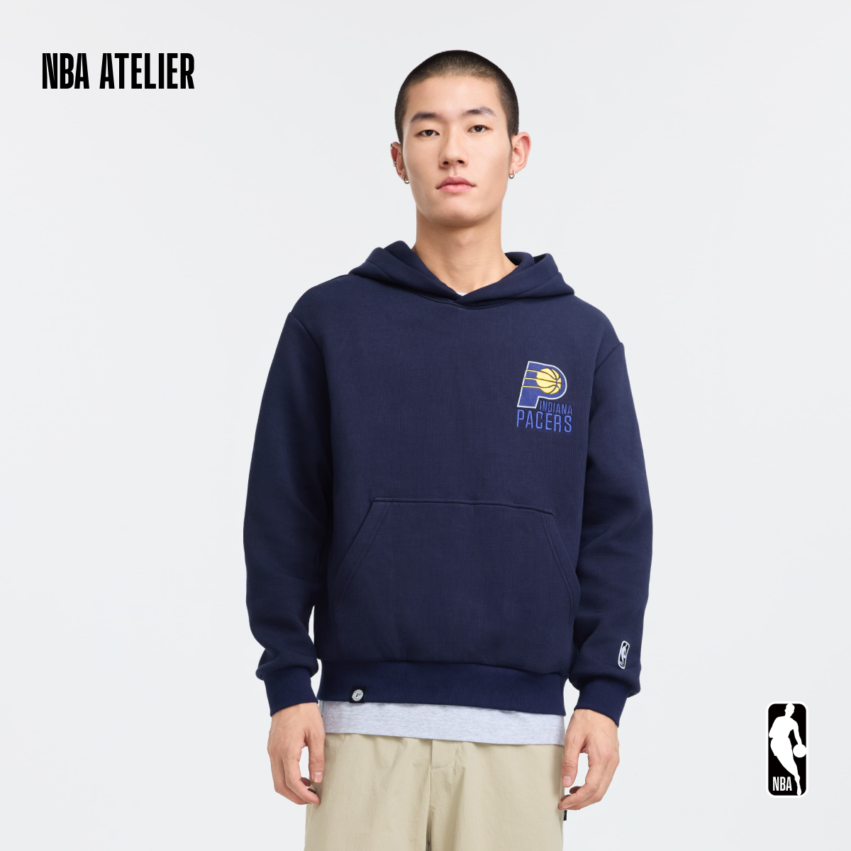 NBA ATELIER步行者队男女情侣运动套头衫抑菌春季休闲连帽卫衣
