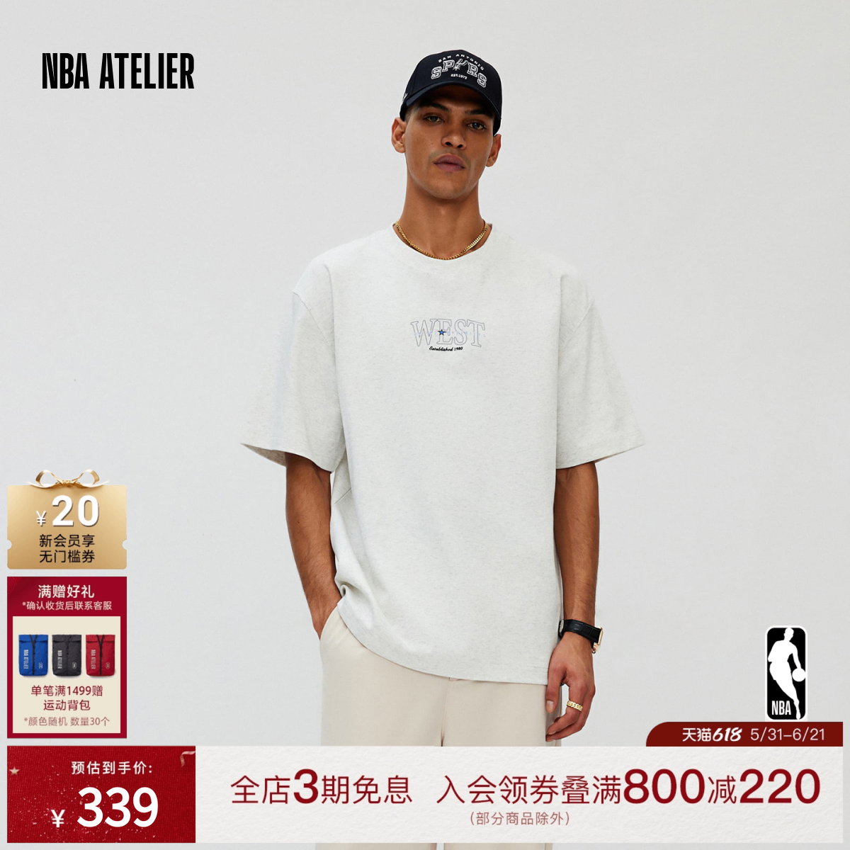 NBA ATELIER独行侠队春夏新款简约休闲半袖宽松圆领百搭短袖t恤男