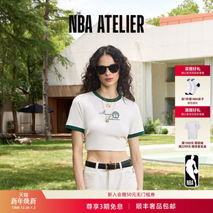 圆领短袖 25秋季 ATELIER森林狼队女士修身 NBA t恤休闲上衣潮 新款