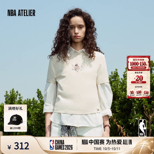 女士火箭队短款匹马棉短袖T恤