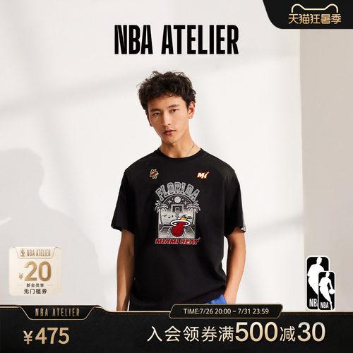 迈阿密热火队黑色宽松短袖T恤