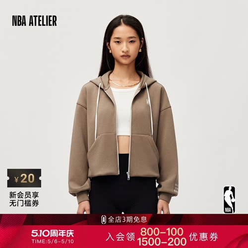 勇士队宽松短款休闲连帽外套女