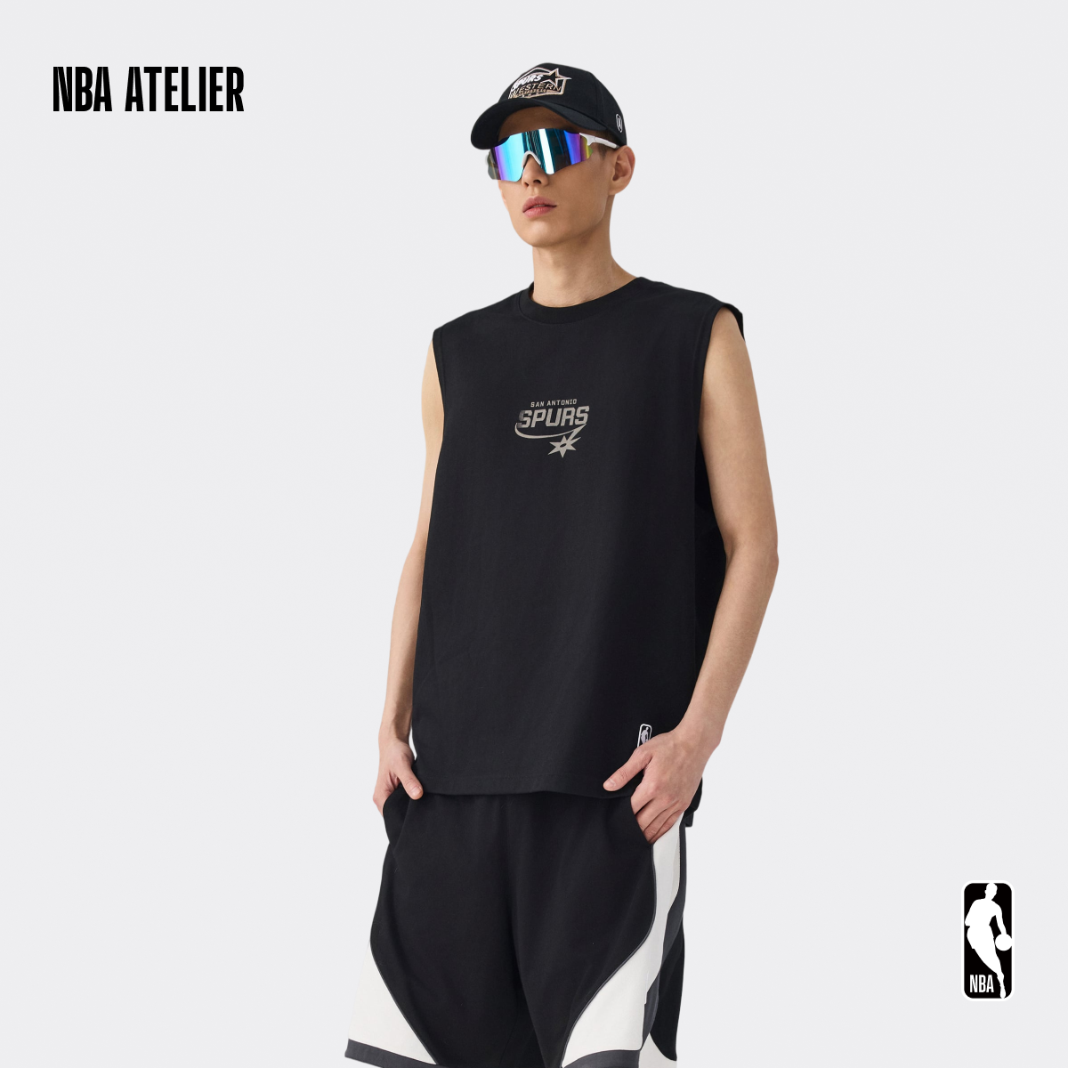 NBA ATELIER圣安东尼奥马刺队浅灰色男款US微阔无袖T恤
