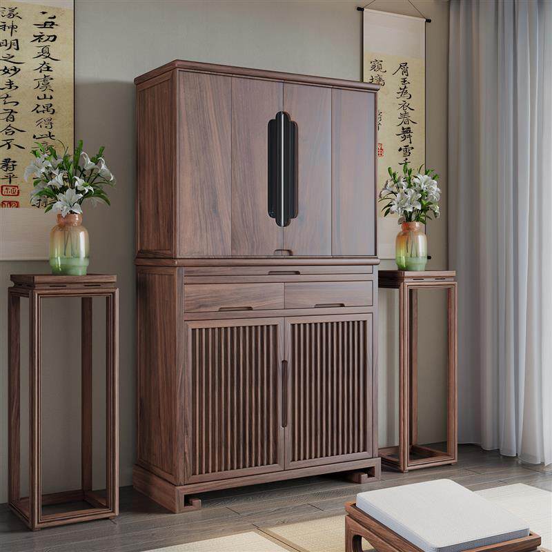 黑胡桃木中式实木佛龛神龛观音菩萨财神爷关公供奉神台柜组合立柜