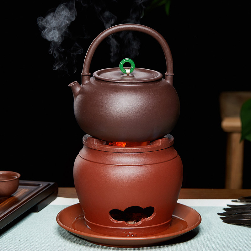紫砂炭火炉明火煮茶炉子小炭炉围炉室内木炭煮茶器老式鼓形罐罐茶