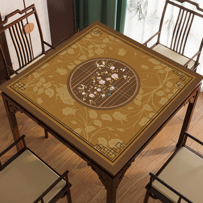 新款麻将机桌布防水防油免洗正方形中式皮革餐桌垫高级感防烫复古