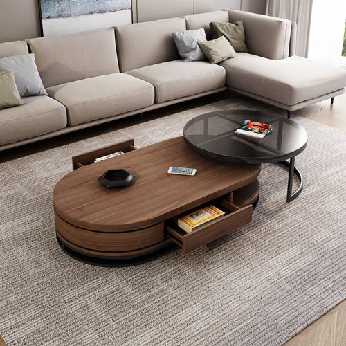 茶几电视柜客厅2021年新款茶几桌客厅家用小户型简约圆形钢化玻璃