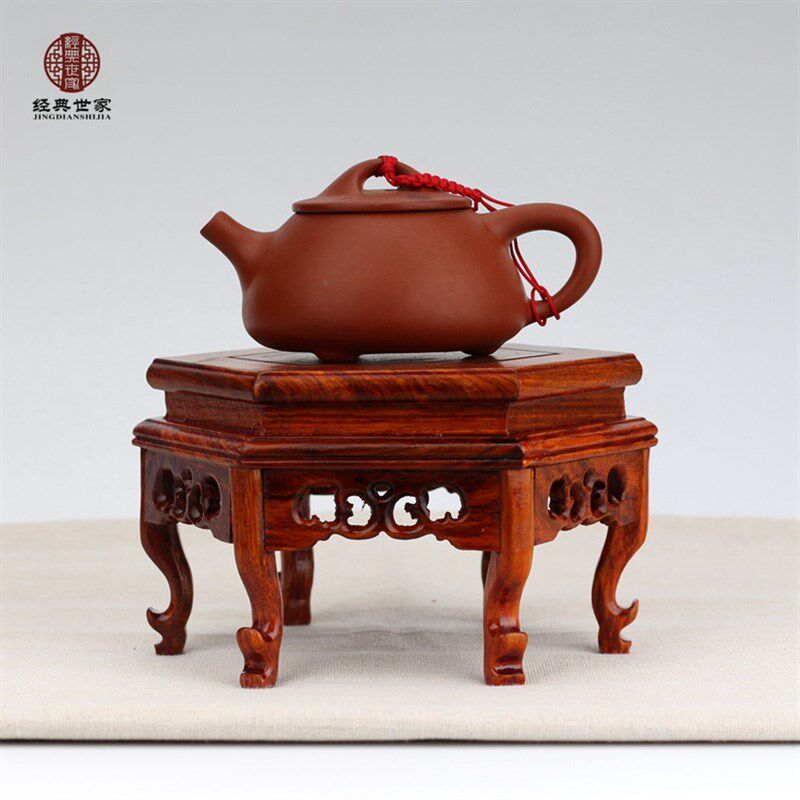 红木雕工艺品花梨木圆形花几 鱼缸花瓶盆景奇石实木底座花架摆件