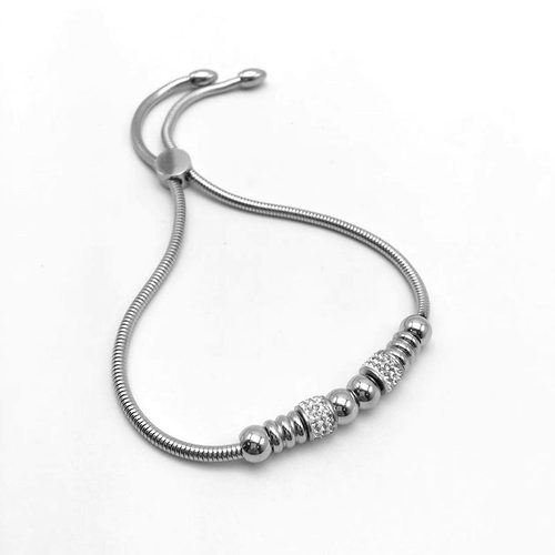 欧美新款手链可调节满钻圆珠钛钢手链潮情侣个性百搭饰品