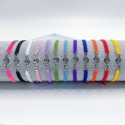 跨境新款时尚个性音乐节手工编织音符彩色手绳可调节音律男女手链